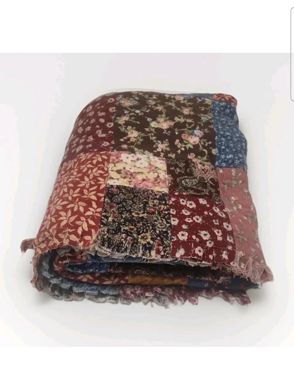 Reversible Patchwork Rag Quilt Throw Blanket 61
